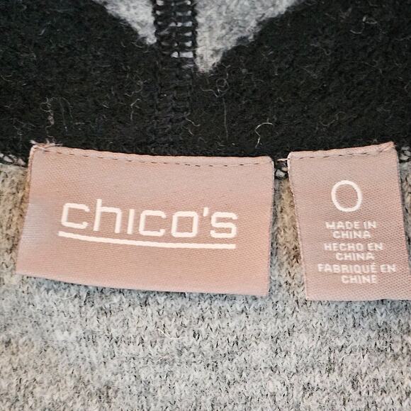 Chicos Womens Button Cardigan Coat Sz 0 Black and White Draped Wool Blend - Picture 6 of 12